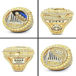 2022 Golden State Warrioirs Basketbal Champions Ring Met Houten Display Box Case Fan Cadeau voor mannen Whole276v