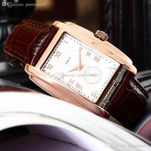 2022 Gondolo 5124G automatisch herenhorloge roségoud witte getextureerde wijzerplaat Romeinse markeringen bruine lederen band 5 stijlen horloges Puretime02458