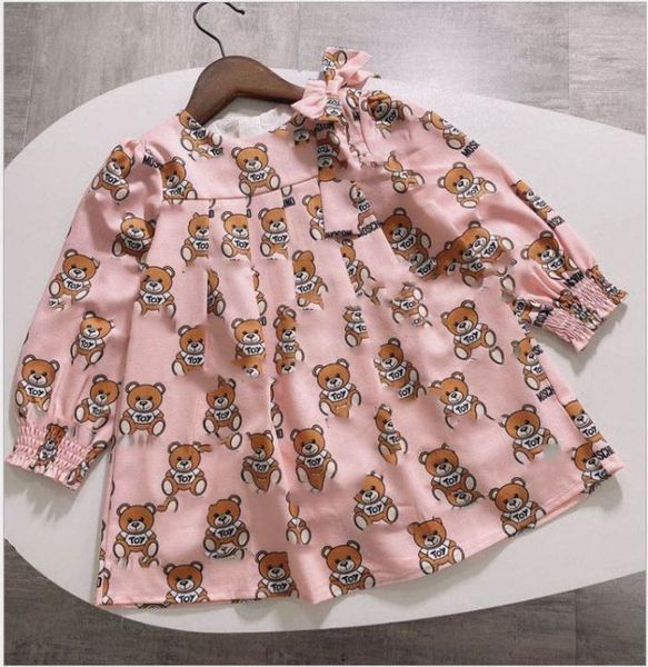 2022 Girls de bonne qualité Robe de marque dessin animé Robes imprimées Spring Automne Kids Long Manive Children Cotton Princess SK8582064