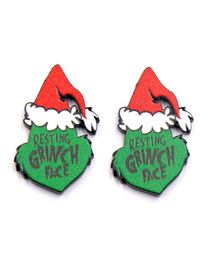 2022 Green Acryl Christmas Grinch Earrings Girls Kerstmis Nieuwjaar Birthday Jewelry cadeau9965687