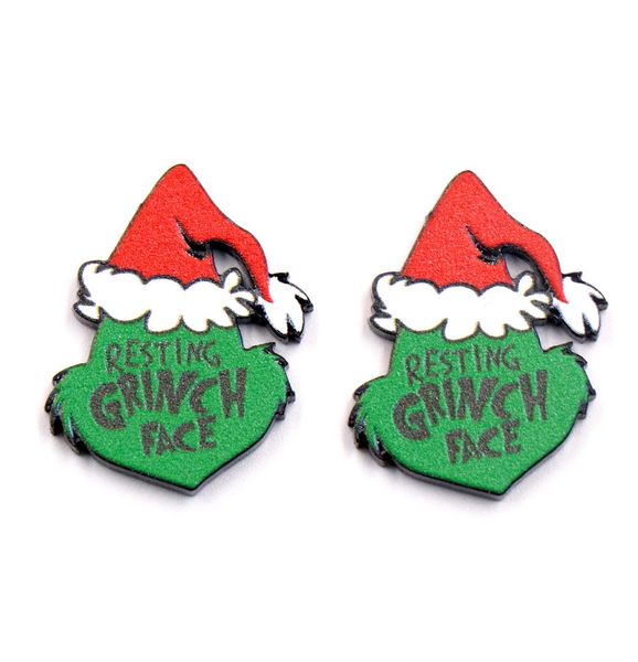 2022 Green Acrylic Christmas Grinch Oreadings Girls Christmas Nouvel An anniversaire Bijoux Gift7061287