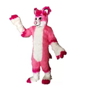 2022 Hallowee Pink Fox Husky Fursuit mascotte Costume Top qualité dessin animé thème personnage carnaval adulte unisexe robe noël fête d'anniversaire tenue de plein air