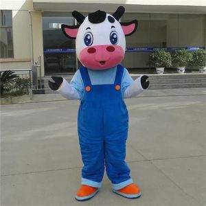 2022 Costume de mascotte de vaches bleues d'Halloween Personnage de thème de vache à lait de dessin animé de haute qualité Carnaval Unisexe Adultes Taille Fête d'anniversaire de Noël Tenue de plein air