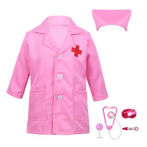 2022 Halloween Carnival Party Workwear Niños Doctor Enfermera Uniforme Niña Niña Niña Blanca Rosa Juguetes Cosplay Disfraces