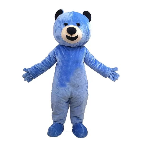 2022 Halloween Costumes de mascotte d'ours bleu complet Noël Fantaisie Robe de soirée Personnage de dessin animé Tenue Costume Adultes Taille Carnaval Pâques Publicité Thème Vêtements