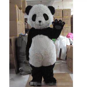 2022 Costume de mascotte de panda géant d'Halloween de haute qualité Personnaliser le dessin animé animal mignon en peluche personnage de thème d'anime taille adulte déguisement de carnaval de Noël