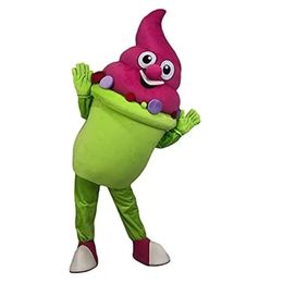 2022 Costume de mascotte de crème glacée d'Halloween Personnage de thème animé de dessin animé de haute qualité Fête de carnaval de Noël Costumes de fantaisie Adultes Taille Anniversaire Tenue de plein air