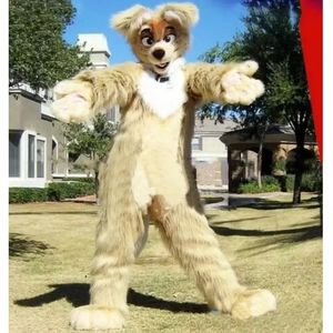 2022 Halloween lange bont vos hond mascotte kostuum hoge kwaliteit cartoon anime thema karakter volwassen grootte kerst carnaval verjaardagsfeestje Fancy outfit