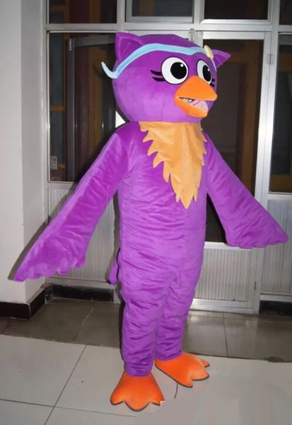 2022 Costume de mascotte de hibou violet d'Halloween de haute qualité Personnaliser le personnage de thème d'anime de dessin animé taille adulte robe de fantaisie de carnaval de Noël