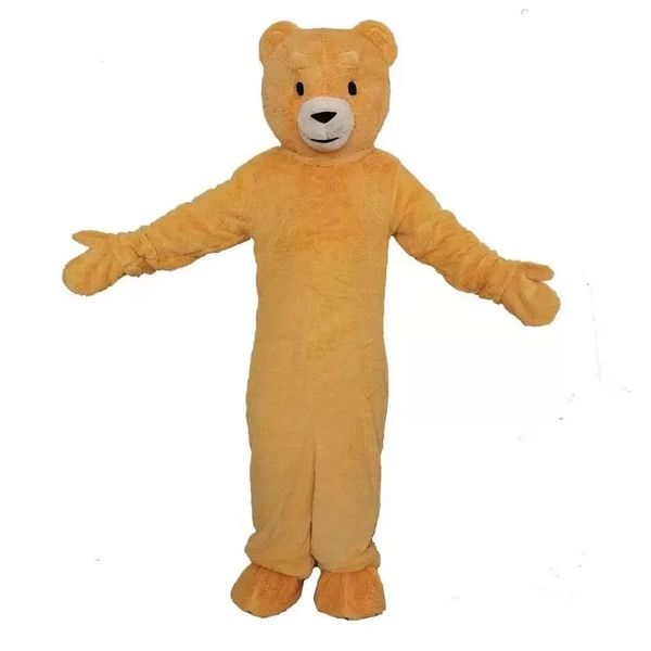 2022 Costume de mascotte d'ours jaune d'Halloween personnage de thème animal de dessin animé fête de carnaval de Noël Costumes de fantaisie adultes taille tenue de plein air