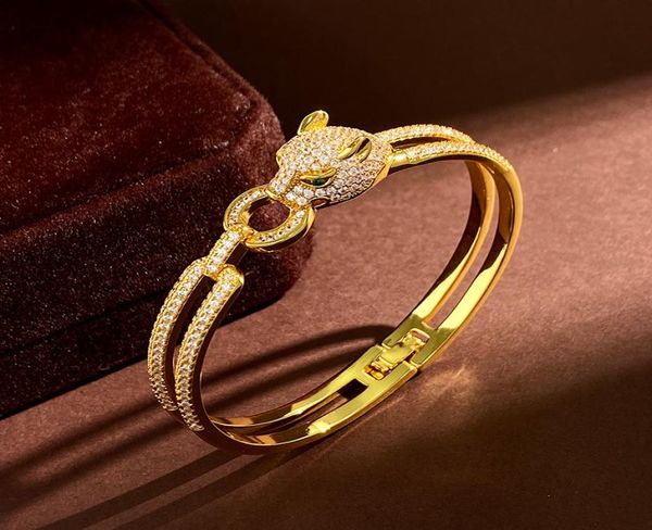 2022 Bracelet menotté pour les amants de créateur de léopard Brangle de luxe Crystal Bijoux de voyage unisexe