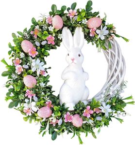 Guirlande artificielle de lapin de pâques, décoration de printemps, accessoires d'aménagement de mariage, de maison, de fête, anneau de fleur suspendu, ornement, 2022