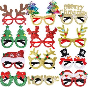 2022 Gelukkig nieuwjaar Kerstglazen Sneeuwman Decoratie Xmas Party Antlers Ornament -bril