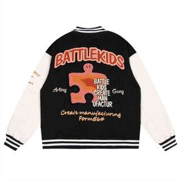 2022 Harajuku Oversized Baseball Jacket Cartoon Puzzle Letter Borduurwerk Hip Hop Streetwear Fashion College Varsity Jackets T220728