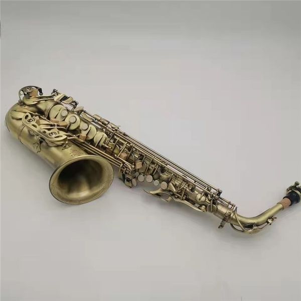 2022 Finition antique de haute qualité Eb E-flat Alto Saxophone Sax Shell Key Carve Pattern Woodwind Instrument avec étui Autres accessoires
