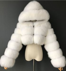 2022 Manteaux de finition de haute qualité à fourrure à fourrure à fourrure à fourrure de haute qualité avec veste d'hiver à capuche Manteau Femme