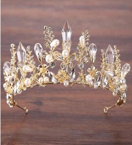 2022 Oro de alta calidad con perlas Cristal Rhinestones Tocados Palillos para el cabello Diademas Coronas Tiaras de boda Accesorios Fiesta Ti7559573