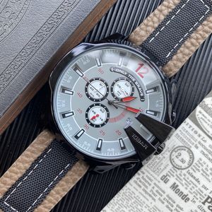 2022 Hoge Kwaliteit Mannen Luxe Horloges Zes Steken Serie Alle wijzerplaten Werk Mens Quartz Horloge Topmerk Lederen Band Chronograph Clock 52 mm Diameter