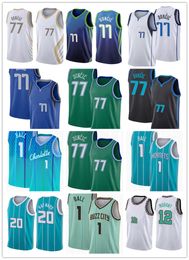 2022 haute qualité Mens Jerseys 12 Ja Morant Luka Doncic LaMelo Ball Basketball Jersey 20 1 77 Gordon Hayward vert blanc