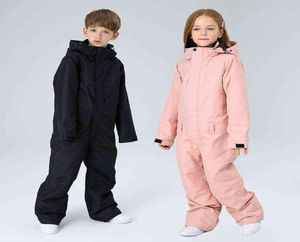 2022 Haped Boy Ski Suit dikke warme babymeisjes Sneeuwjumpsuits Sport waterdichte kinderen snowboard kleding kinderen kostuum 2201212714614