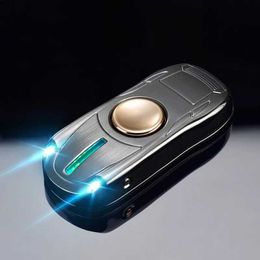 Briquet Fidget Spinner en forme de voiture de sport, lumière LED en métal, charge rapide USB, allume-cigare coupe-vent pour l'extérieur, offre spéciale 2024
