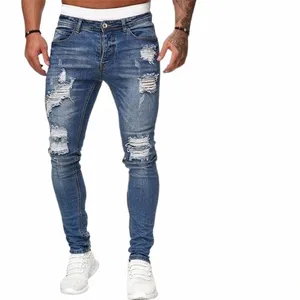 2022 Hot Koop Wish Herenbroek Gedragen Gat Slijpen Witte Slanke Jeans Broek Fi Kleine Voet Broek Voor Mannen 400L #