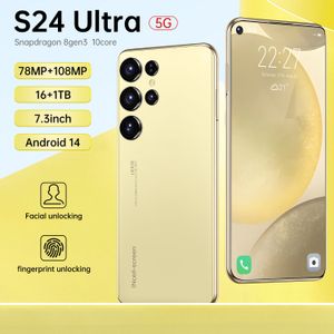 2024 Vente à chaud Smart Phone S24 Ultra 5G 7.3 Écran réel réel INCELL 16 Go 1 To 6800mAH 3D COUVERTURE DE VERRE GRADIENT ELECTROPLATED 3D