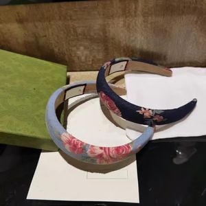 Heetste G-Letter Designers Women Hoofdbanden Pink Flower Design Blue Luxury Headband 4Seasons Brand Hair Hoops 2Colors