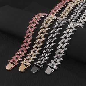 2022 Iced Out Miami Cuban Link Chains Mens Rose Gold Chains Necklace Bracelet Fashion Hip Hop Jewelry
