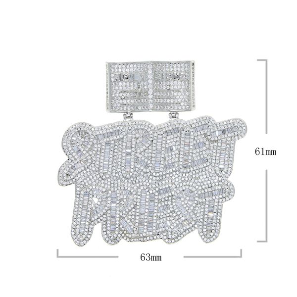 New Iced out Nouveaux styles hip hop lettre street pkiest pendentif avec zircon cubique pavé collier punk avec or argent plaqué gros bijoux de charme lourd en gros