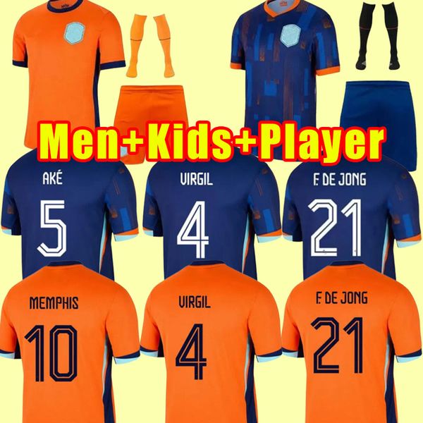 24 25 Países Bajos MEMPHIS Jerseys de fútbol DE JONG Holanda 2024 Mundial 2025 DE LIGT WIJNALDUM KLAASSEN DUMFRIES Copa BERGWIJN VIRGIL Mens Jersey Kids Kit Fans Player