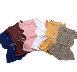 2022 Ins Summer 6 colores madre bebé niñas ropa niños mameluco de algodón sin mangas recién nacido niña trajes ropa para niños G220510