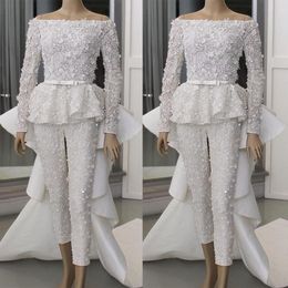 2022 Robe de mariée sirène ivoire avec train détachable épaule à manches longues robes d'oiseaux 3D fleurs appliques robe de mariée robes de novia 322