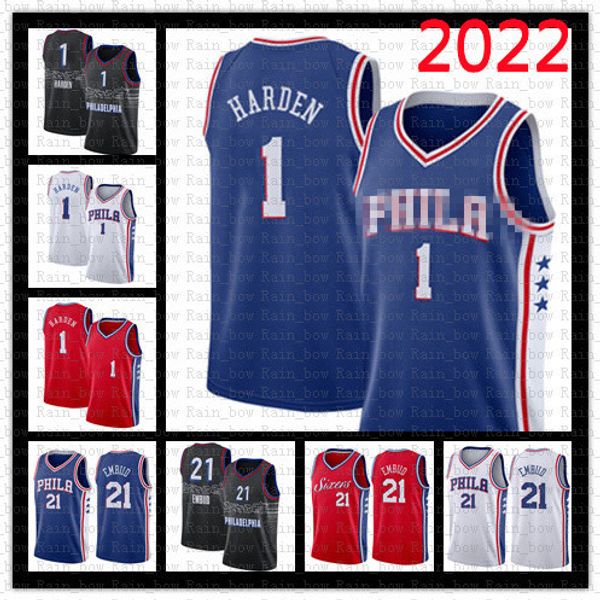 2022 James 1 Harden Joel 21 Embiid Camisetas de baloncesto Throwback Vintage Jersey Allen 3 Iverson Julius 6 Erving Philadelphia''76ers''Adult 88555