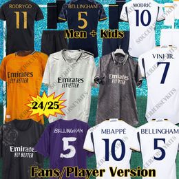 24 25 maillot real madrid soccer jersey camiseta real madrid football jersey 2024 T -Shirt BELLINGHAM MODRIC VINI JR BENZEMA finals champions men kids kits football shirts