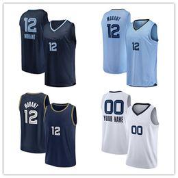 2022 Jerseys Basketball Ja Morant 12 Jersey Blue Blanc Blanc Blanc Bleu Et Ville Couvert Jersey S-XXL Mélange et commande de correspondance