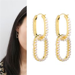 2022 Bijoux pour femmes Designer Earres Perle Perle ovale exagéré tendance oreille charme de charme Holidy Cadeaux de luxe bijoux de haute qualité Boucles d'oreilles à double mode