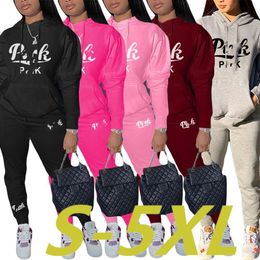 2022 Jogging Costume Designer Marque Femmes Femmes Tracks Tracks Imprimers Pink Ensembles Pantalons Pantalons Sweats Sportswey Sportswear Sportswear 5xl