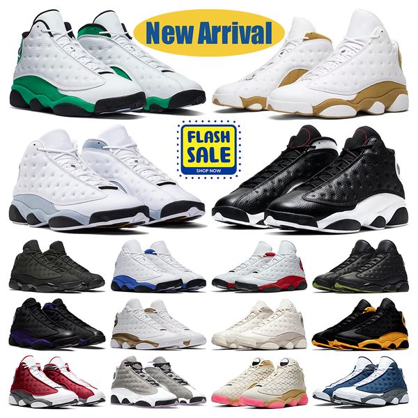 13 13s zapatillas de baloncesto zapatillas de deporte azul gris trigo DMP Lucky Green Court Purple Hyper Royal Obsidian Wolf Grey Black Cat Bred Grey Toe hombres zapatillas deportivas con caja