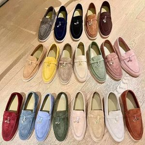 Femmes Loro Casual Chaussures Piana Cachemire Été Hommes Mocassins Chaussure Boucle Classique Loisirs Cuir Beige Collège Daim Camo Chaussures Habillées Pastel avec boîte