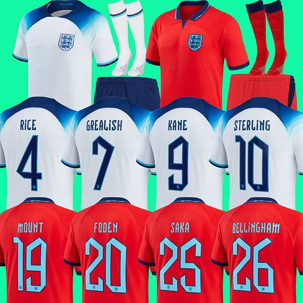 2022 KANE SANCHO GREALISH Jerseys de fútbol Inglaterra STERLING RASHFORD FODEN CHILWELL SAKA Camisetas de fútbol 22 23 Hombres Kits para niños Uniforme personalizado