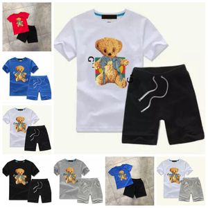 2022 Kid Zomer Kleding Sets Jongens T-shirt Print Cartoon Animal Print Designer Kinderen Casual Unisex Kleding Meisje Sport Tweedelig Ronde Hals Korte mouw Broek 2-7 Jaar