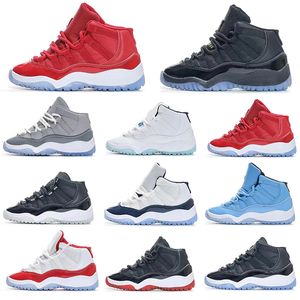 2022 Kids 11S Zapatillas de baloncesto para niños Space Cool Grey Jam Bred Concords Moda juvenil Niños Zapatillas de deporte Niños Niño Niña Blanco Atlético Niños pequeños al aire libre Eur 28-35