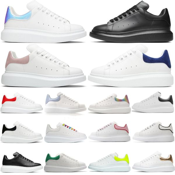 Zapatos casuales de diseñador Plataforma Zapatillas de deporte de cuero Bajo de gran tamaño Negro Blanco Azul Luz Dorada Rojo Adorno Shock Rosa Gris Verde azulado Brillo Naranja Ante Hombres Mujeres