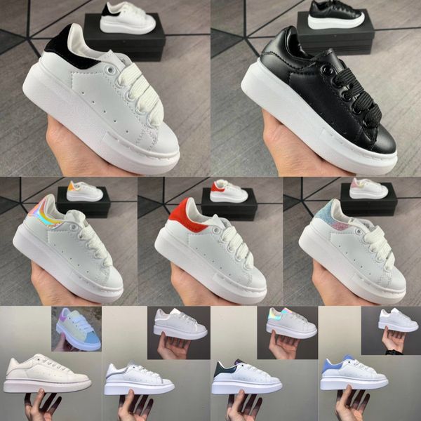 Zapatos para niños Niños Niñas Zapatillas de cuero Niño Negro Blanco Niños Jóvenes Plataforma al aire libre Alpargatas de gran tamaño Pisos de lujo Zapatillas casuales Rojo Azul Shock Pink