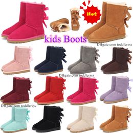 Bottes enfants Mini Bow Australie classique filles ugglies chaussures enfant en bas âge enfants hiver botte de neige II bébé enfant jeunesse uggly châtaigne rose chaussons Furry Bailey chaud Australie