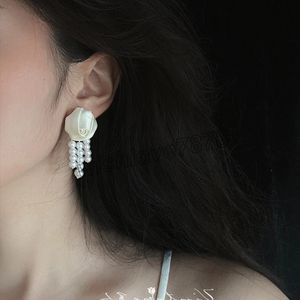 2022 coréen Chic élégant Dangle femmes perle gland boucle d'oreille fleur fête mariage bijoux