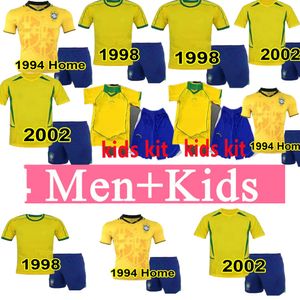 Kit Kit 1994 1998 2002 2004 Brasil Soccer Jerseys Retro Shirts Carlos Romario Ronaldo Ronaldinho Camisa de Futebol Brazils Rivaldo Adriano