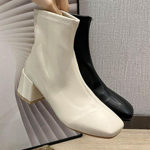 Ytmtloy-Botas cuadradas hasta el tobillo para Mujer, zapatos informales con tacón y plataforma con cremallera, botines De goma para invierno, 2022, 87825