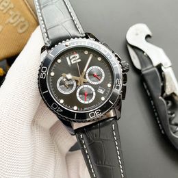2022 Langjia heren 6-naald lopende tweede kwarts business riem horloge chronograaf